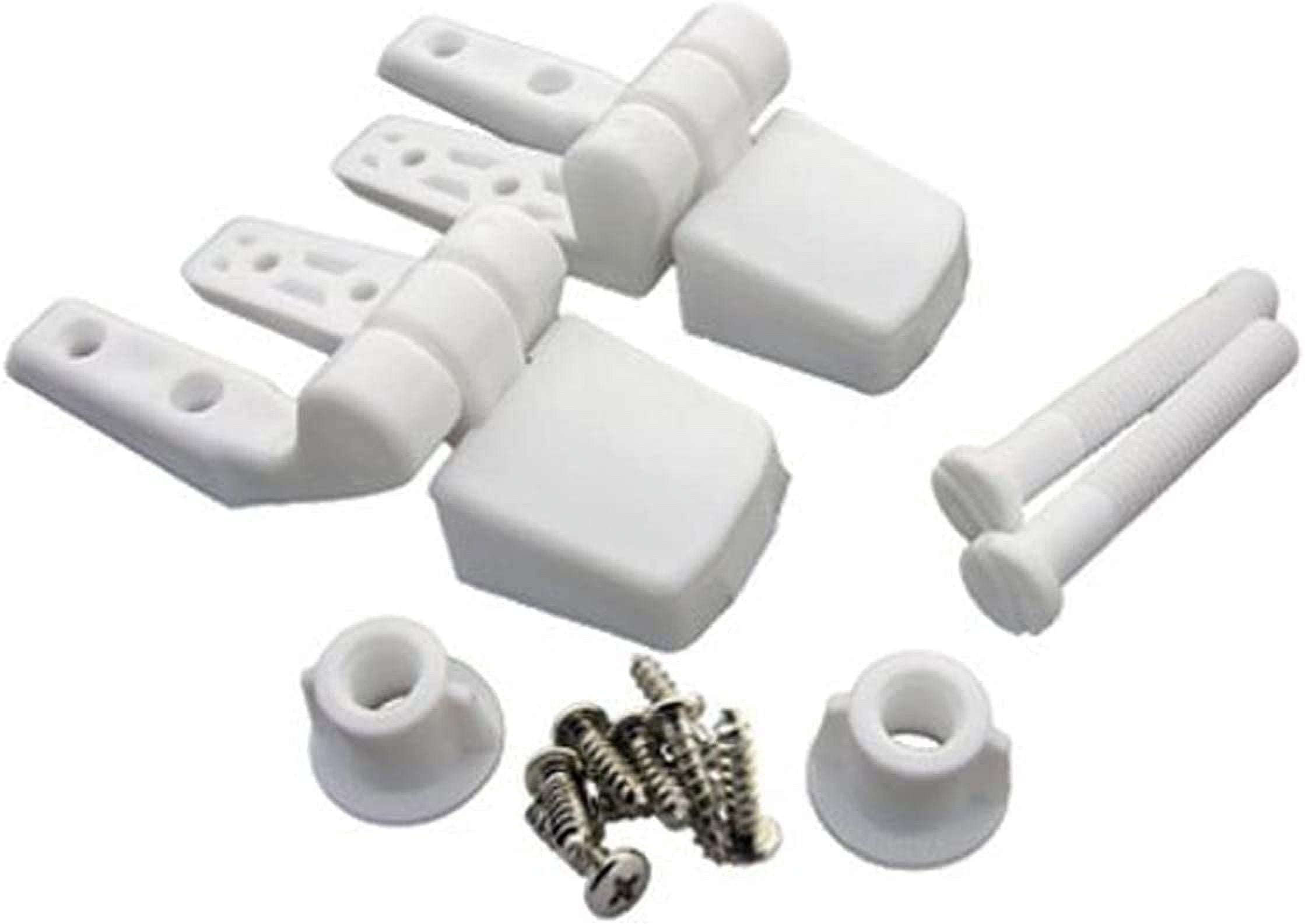 White Plastic Toilet Seat Hinge with Bolts and Nuts, Top Tightening