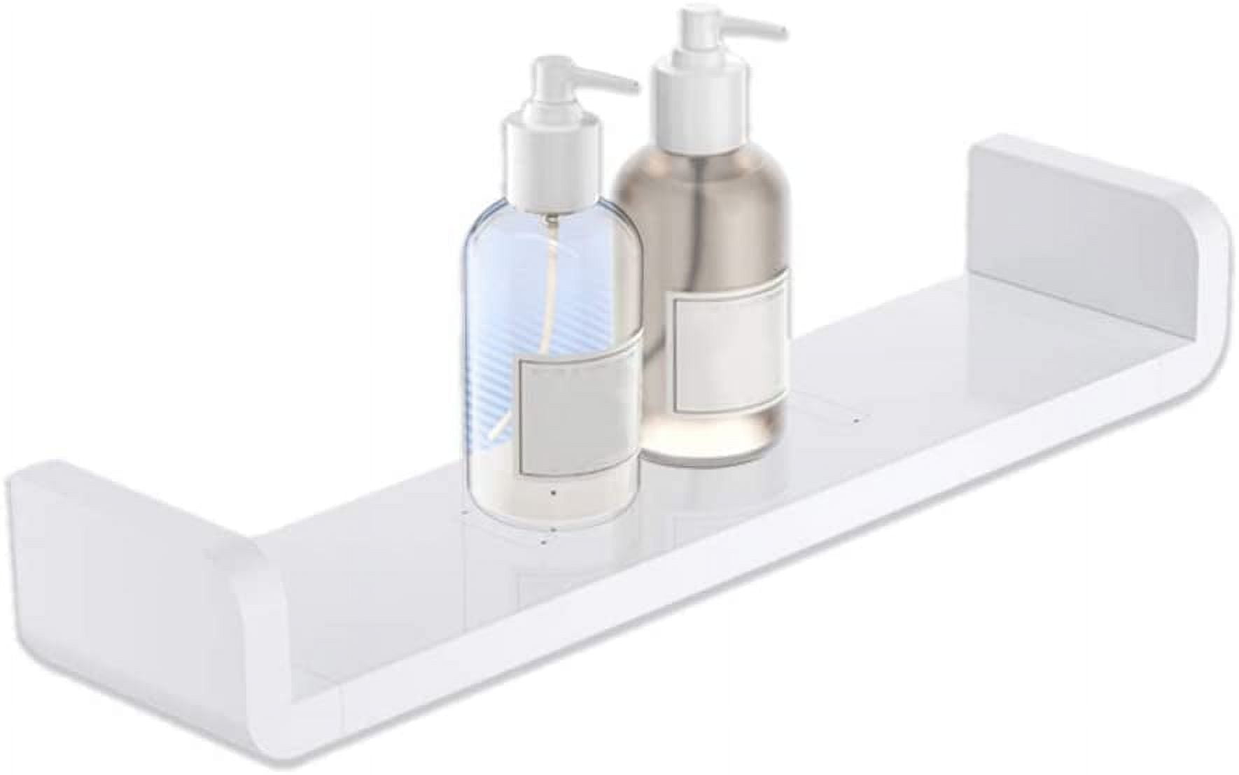 White Plastic Wall Mount Bathroom Shelves, Suction Cup U-shaped ...