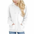 thumbnail image 1 of White Pleated with Hood Paperbag Plain Casual for Women Winter Fall Long Sleeve Loose Fit Hoodies Outfits Sweatshirt Women 2025 Clothing Country Concert M, 1 of 7