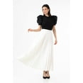 thumbnail image 1 of White Pleated Maxi Skirt Elastic Waist Band Ankle Length Skirt, 1 of 6