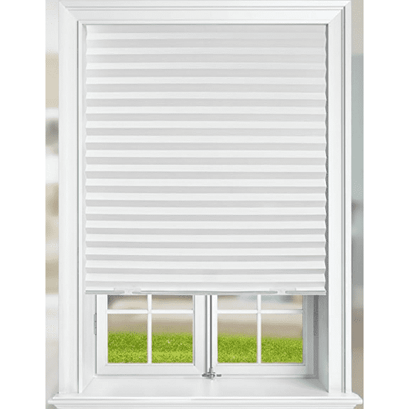 White Pleated Paper Window Shades, Light Filtering, No Tools Required, 36 x 69 Inches, Set of 6