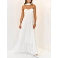 thumbnail image 1 of White Pleated Strapless Maxi Dress With Choker Neckline, 1 of 30
