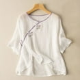 thumbnail image 1 of White Plus Size Shirt for Women, Cotton Plus Size Womens Shirts, Short Sleeve Plus Size Tshirts for Women, Womens Shirts Dressy Casual, Embroidery Embroidery Women'S Plus Size Tops, 1 of 8