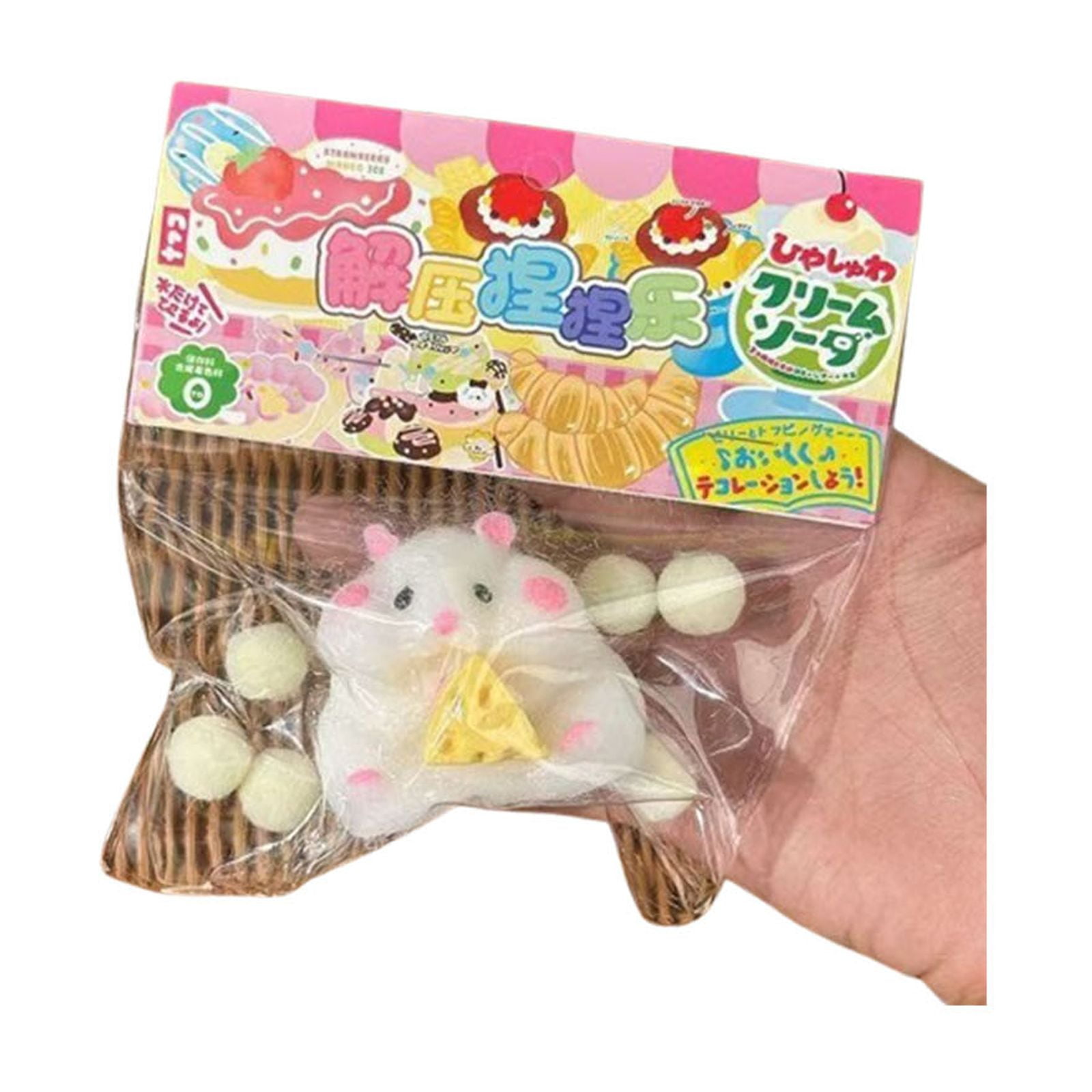 View of White Pocket Sized Stress Relief Animal Toy, Plush Hamster Shape ...