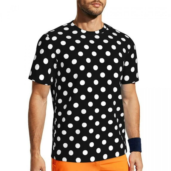 White Polka Dot Running T-Shirt Dark Red Trending T-Shirts Man Aesthetic Tee Shirt Summer