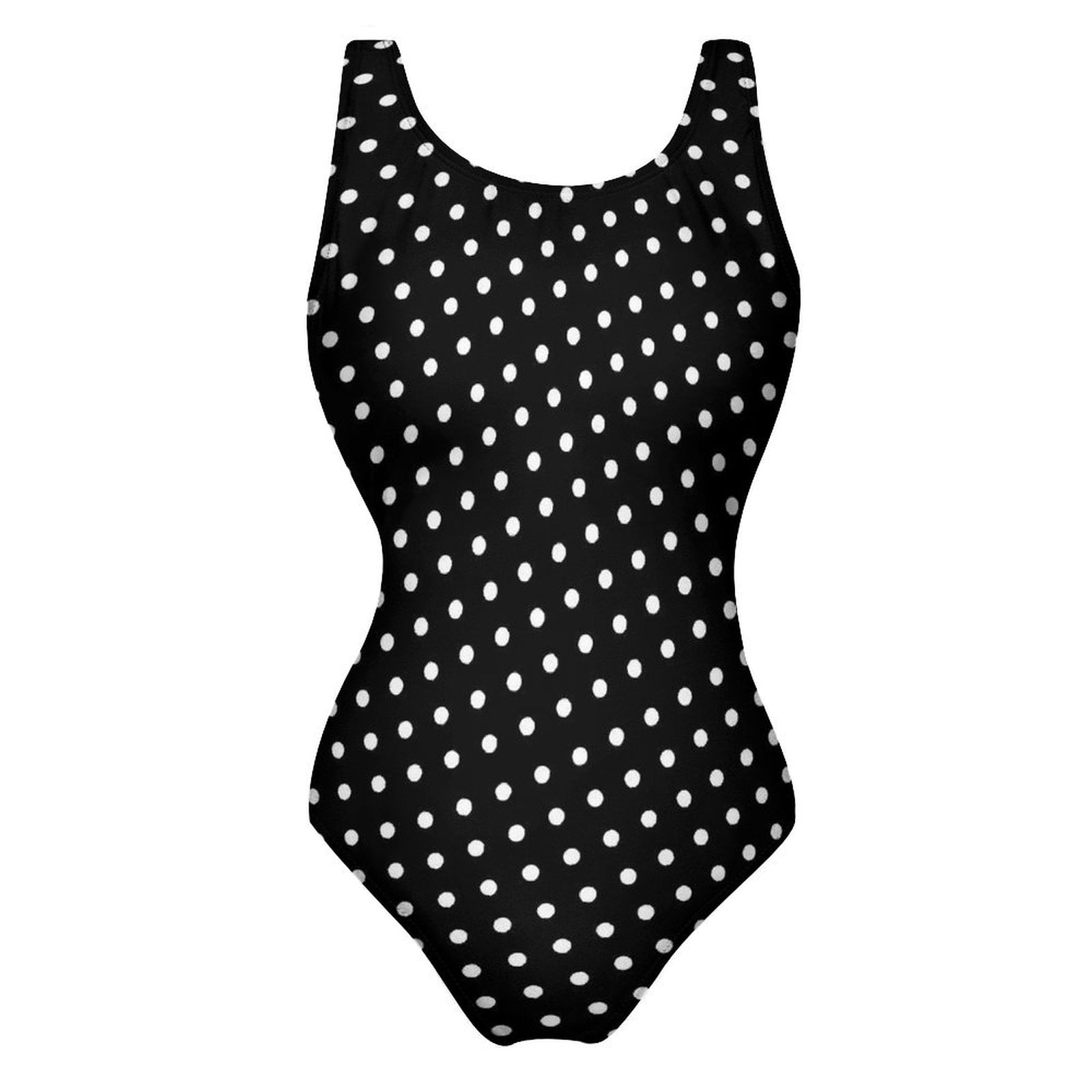 White Polka Dot Swimsuit Navy Blue OnePiece Swimwear Push Up Stylish — free download