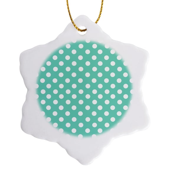 White Polka Dots On Aqua Teal Turquoise Blue - Retro 1950S Dot Pattern, 3 inch Snowflake Porcelain Ornament