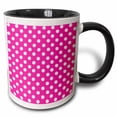 thumbnail image 1 of 3drose, White Polka Dots on Hot Pink - Retro Girly Fifties Fashion Cute and Stylish Dot Pattern, 15oz Two-tone Black Mug, 1 of 6