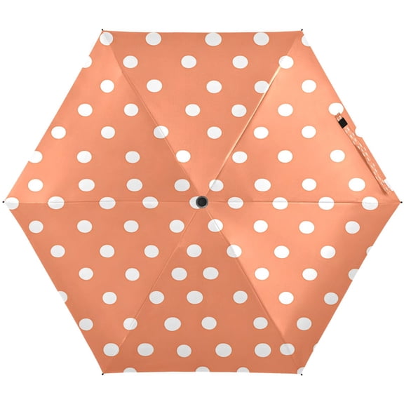 White Polka Dots Umbrellas for Sun Auto Open Close UV50+ Waterproof 5-Fold Compact Fiberglass Frame