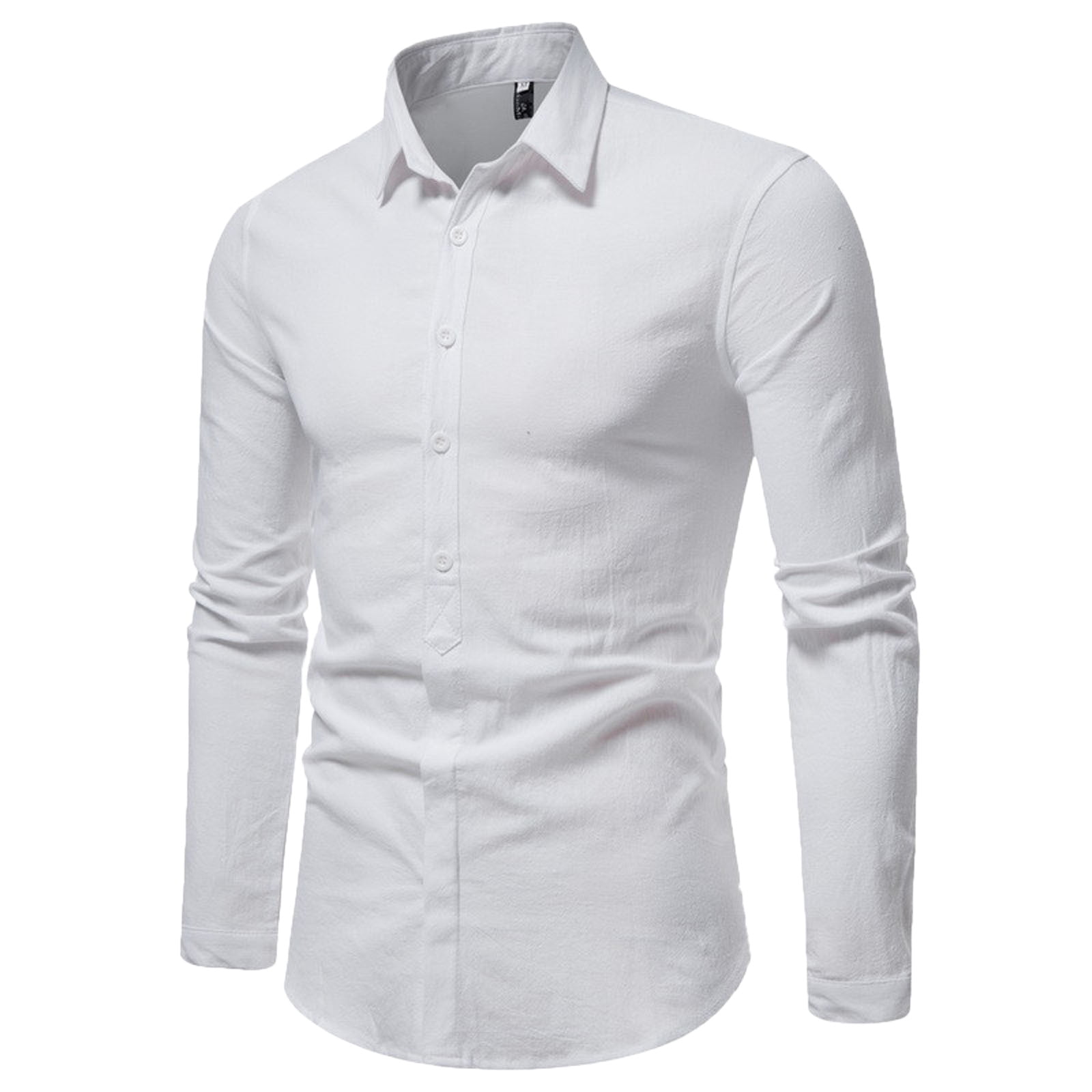White Polo Shirts For Men Men'S Casual Shirt Long Sleeve Half