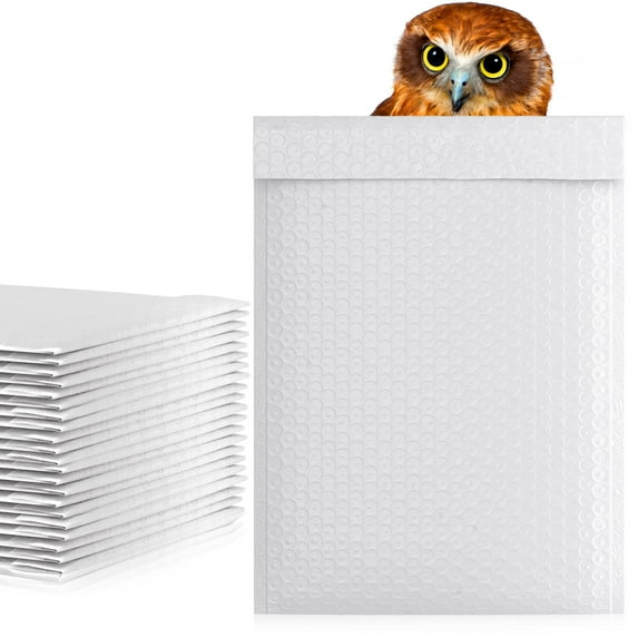 White Poly Bubble Mailers, Waterproof Self Seal Envelopes, 300 Count, 9.5 x 13.5 in