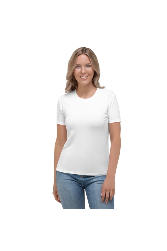 White Poly-Span T-Shirt, Ladies Solid White T-Shirt, Women White Tee Shirt