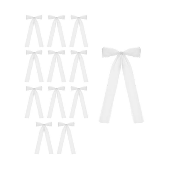 White Polyester Bow Ribbon Decoration Set For Candle Holders And Packaging Measuring 9.45X4.92 Inches Suitable For Holiday Events