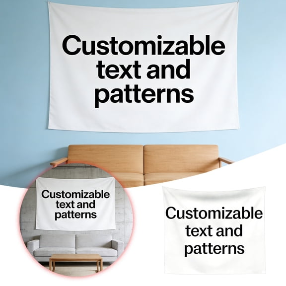 White Polyester Decorative Banner 150x90cm, Lightweight 250g, Fully Customizable, Indoor/Outdoor, Durable, Easy Hanging, for Bedrooms, Living Rooms, Parties, Events, Personal Style