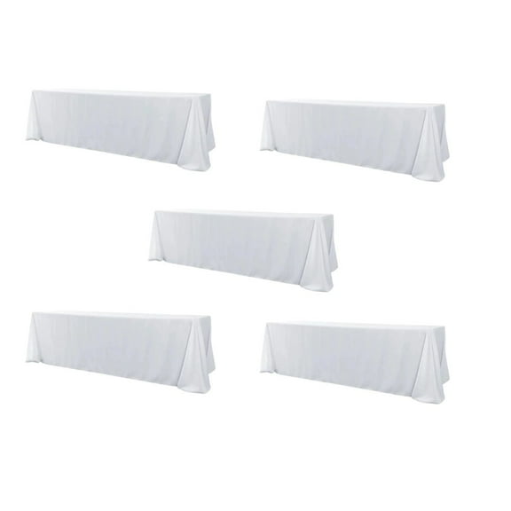 White Polyester Rectangle Tablecloth 190gsm 90" x 156" - Set of 5 by Chivari