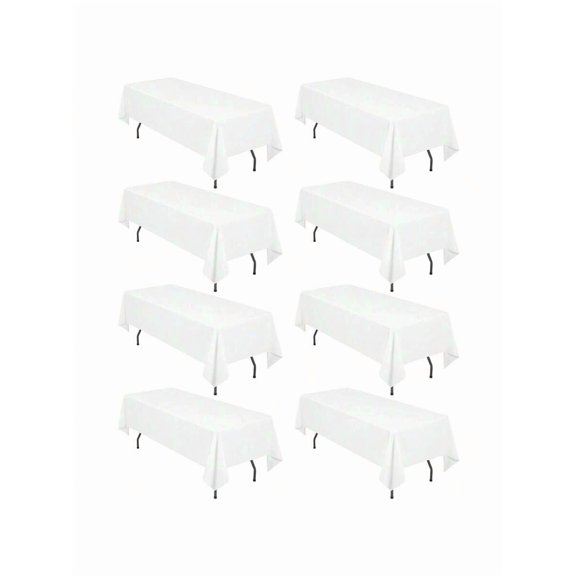 White Polyester Rectangle Tablecloth 60x102 Inch 8 Pack For 6 Ft Tables