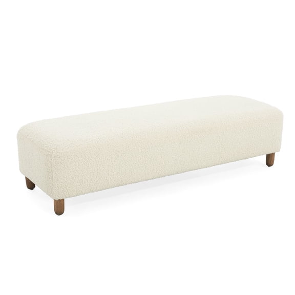 White Polyester Rectangular Storage Ottoman Pine & Plywood Frame | 250 lbs Capacity