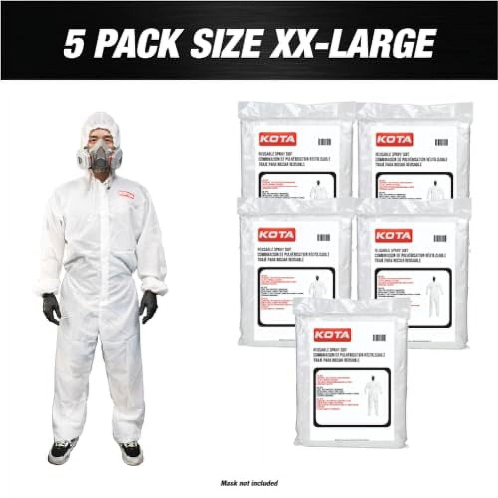 White Polyester Reusable Paint Coverall Spray Suit with Hood, Lint Free