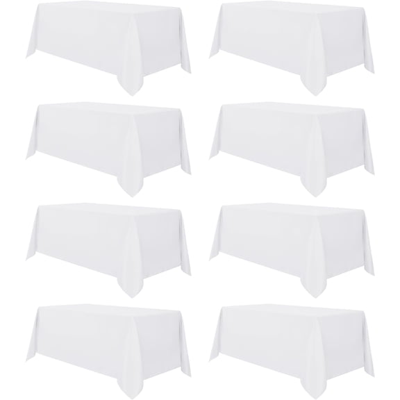 White Polyester Tablecloth 90 x 132 Inch Rectangle 8 Pack