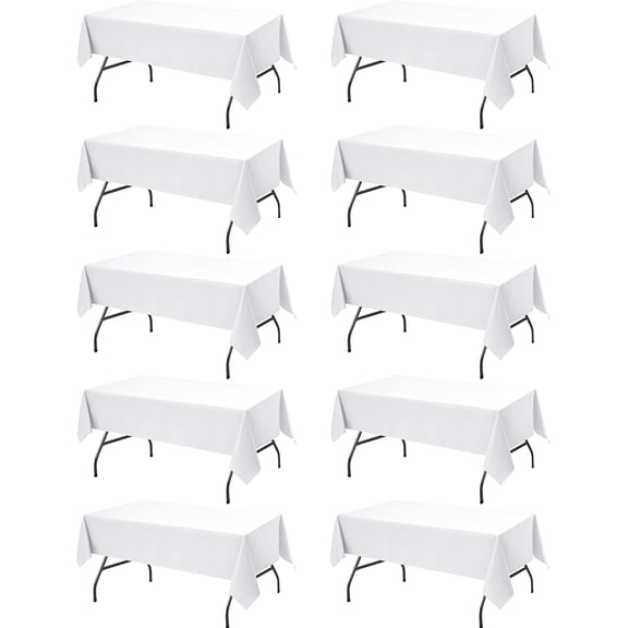 White Polyester Tablecloths 60 x 102 Inches 10 Pack Bestseling