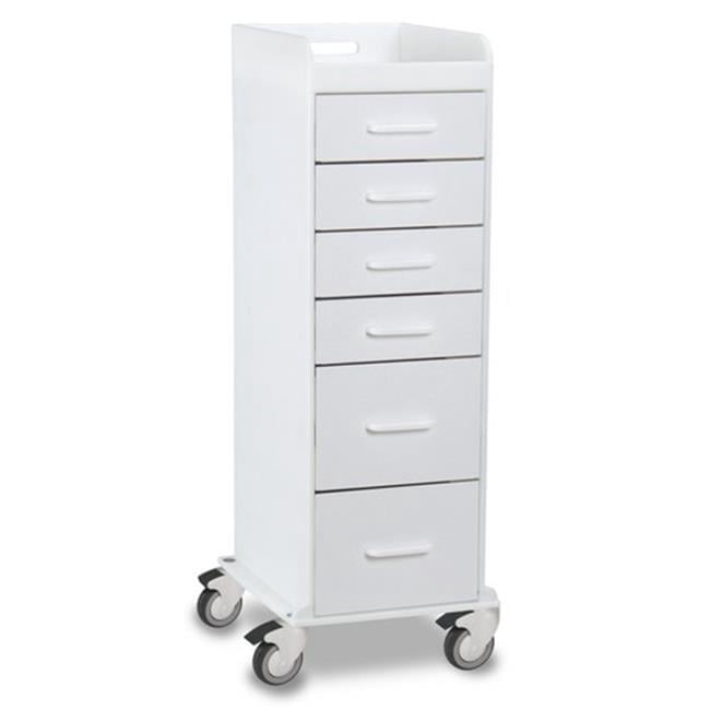 White Polyethylene Tall Locking 6 Drawer Cart - White - 16 x 47 x 19 in ...
