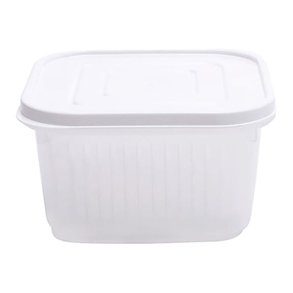 White Polypropylene Food Storage Container with Sealed Cover & Dripping Compartment, Transparent Kitchen Box (1pc)