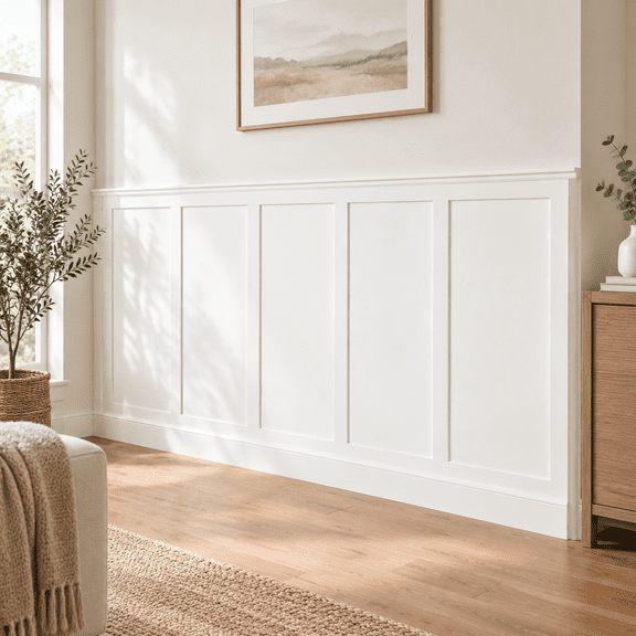 White Polystyrene Board and Batten Wall Panel Kit, Covers 94" x 54" for Bedroom Living Room Hallway
