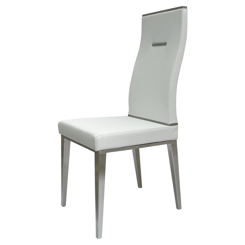 Urethane For Chair Protection Reference: White Polyurethane Dining Chair With Brushed Stainless Steel Set Of