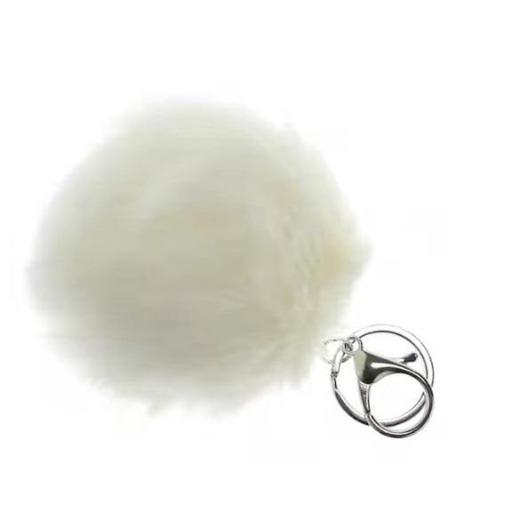White Pom Pom Ball Keychain by Bead Landing