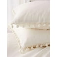 thumbnail image 1 of White Pom Pom Fringed Pillowcases Pillow Covers ,18.9in x29.1in,Set of 2, 1 of 4