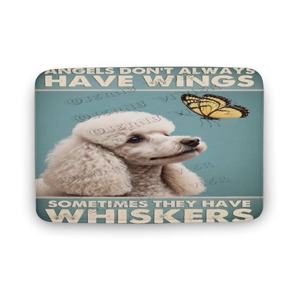 White Poodle Dog Bathroom Rug Cute Bath Mat, Non-Slip Soft Shower Rug Plush Microfiber Bath Rug, Water Absorbent Thick Shaggy Floor Mats, Machine Washable,20"x32"
