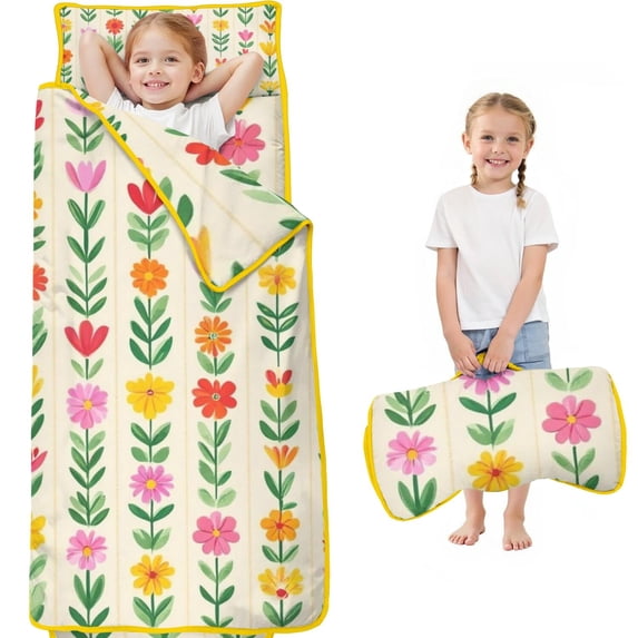 Pioneer Flower Floral Print Pattern Toddler Nap Mats for Kids Preschool,Sleeping Mat Bag or Kids,Toddler Sleeping Bag,Toddler Nap Mat or Daycare
