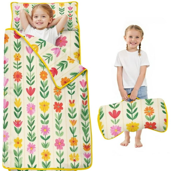Pioneer Flower Floral Print Pattern Toddler Nap Mats for Kids Preschool,Sleeping Mat Bag or Kids,Toddler Sleeping Bag,Toddler Nap Mat or Daycare