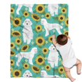 thumbnail image 1 of White Poodle Dog and Sunflowers Blanket,Comfortable Soft Flannel Throw Blanket,All Season,Warm Lightweight Blankets for Sofa Bed Couch Living Room Chair,30"x40"(80x100cm), 1 of 4