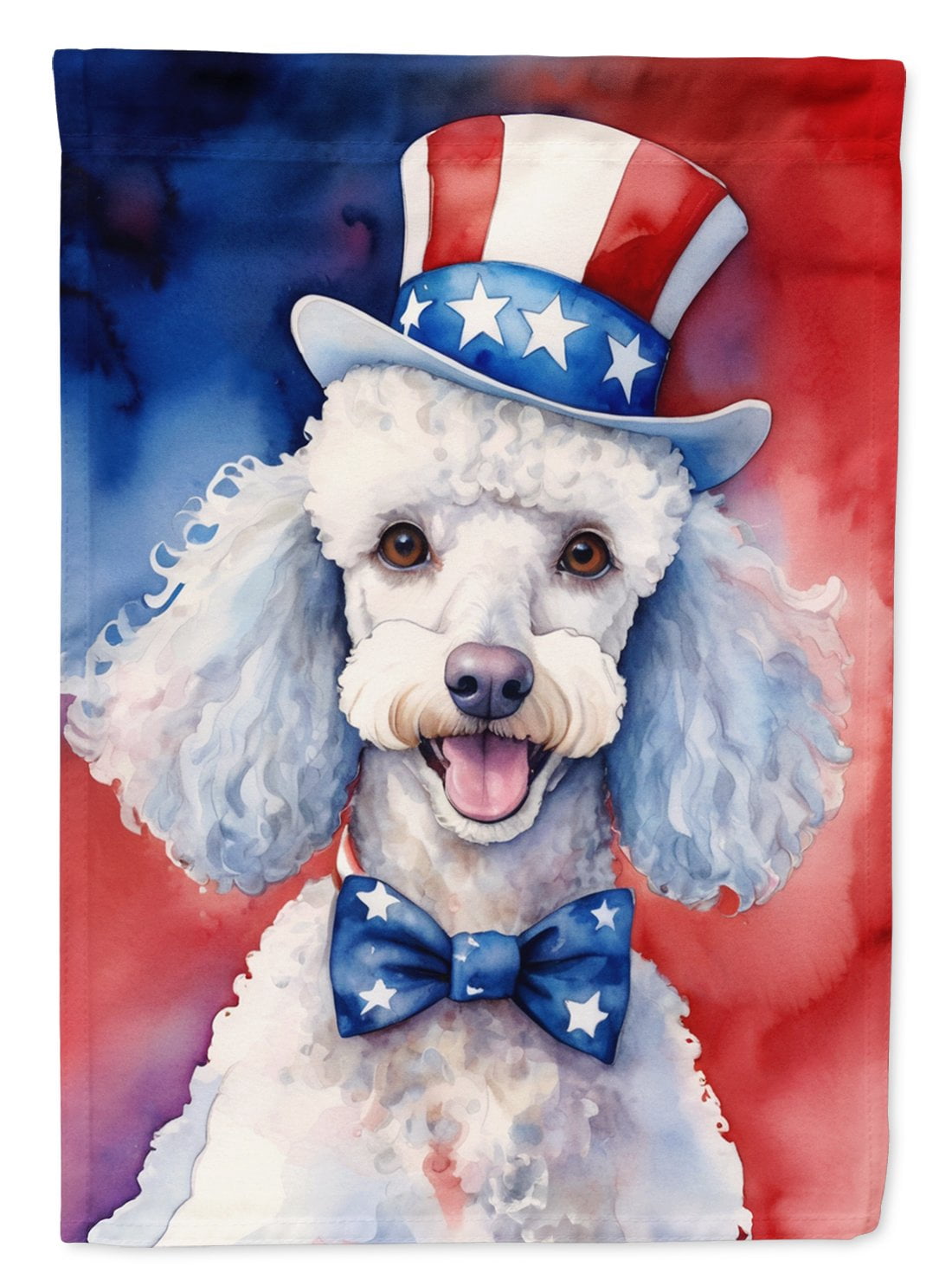 White Poodle Patriotic Garden Flag 11.25 in x 15.5 in