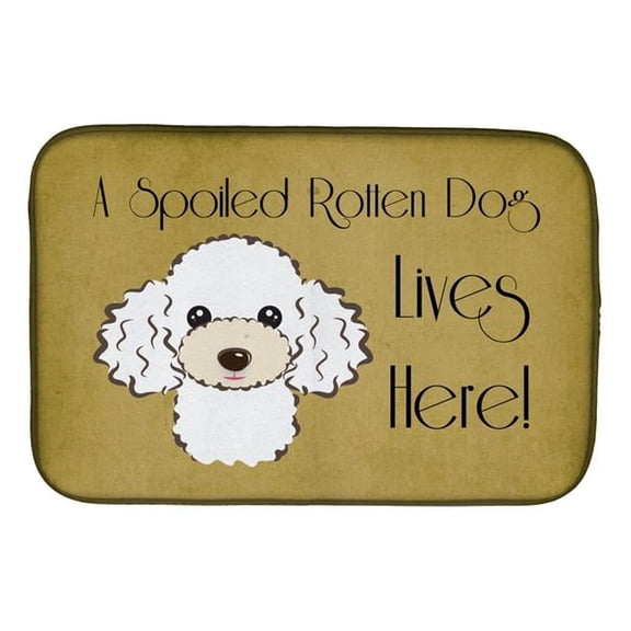 White Poodle Spoiled Dog Lives Here Dish Drying Mat