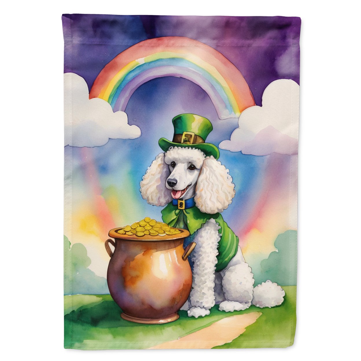 White Poodle St Patrick's Day Garden Flag 11.25 in x 15.5 in