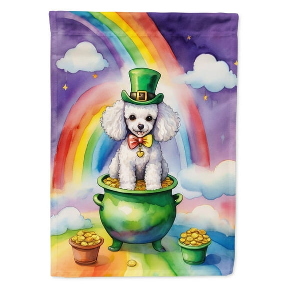 White Poodle St Patrick's Day House Flag 28 in x 40 in