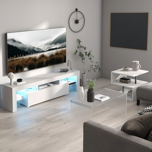 White Poplar Material - Remote-Adjustable LED - Bedroom - Large Door Storage
