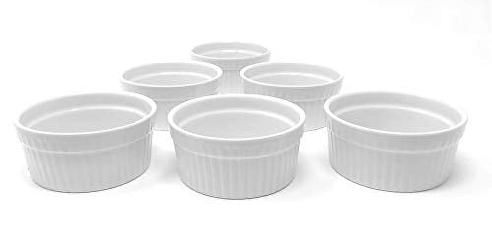White Porcelain 6-Piece Ramekin Set, 6oz. Dishwasher, Microwave and ...