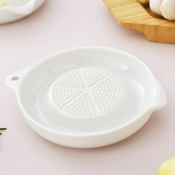 White Porcelain Grater Plate - Ceramic Multipurpose Grinder for Ginger/Garlic/Vegetables, Dishwasher & Microwave Safe with Hanging Hole (1380°C Fired Chip-Resistant)