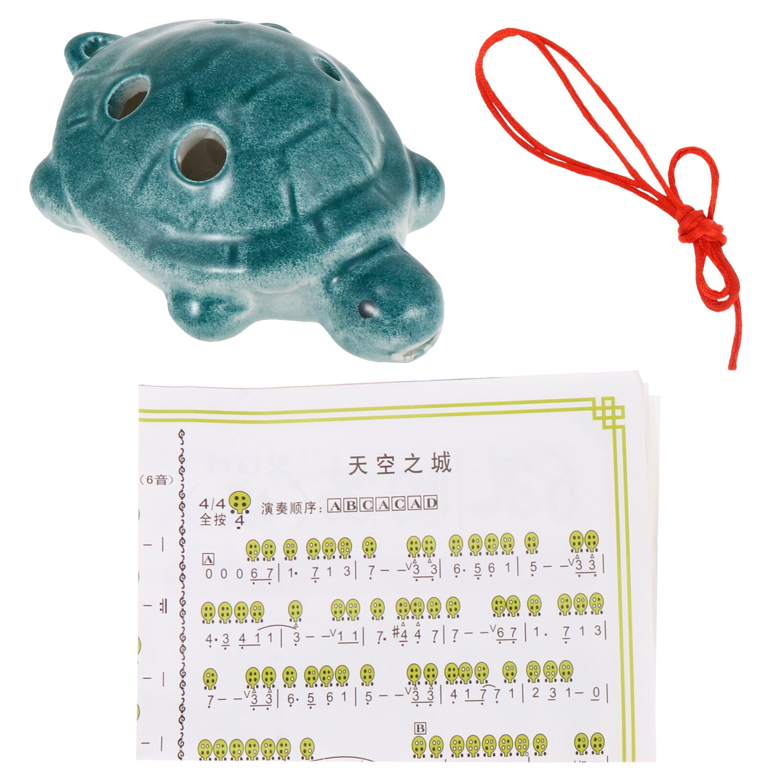 White Porcelain Ocarina Turtle Shape 6 Hole Ac Instrument Kids Flute ...