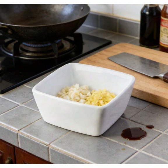 White Porcelain Square Dipped Bowls, 4 Pack Ceramic Small Dipping Cups for Sauce, Soy Sauce, Condiments, Sushi, Appetizers, and Side Dishes, Chip and Dip Serving Set, White