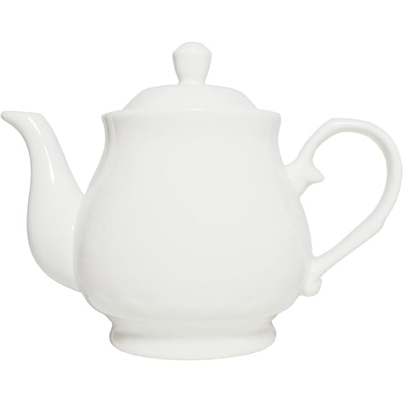 White Porcelain Teapot 400ml, Small Lotus Tea Pot Coffee Tea Water Pot Vintage Ceramic Gooseneck Little Kettle (14oz)
