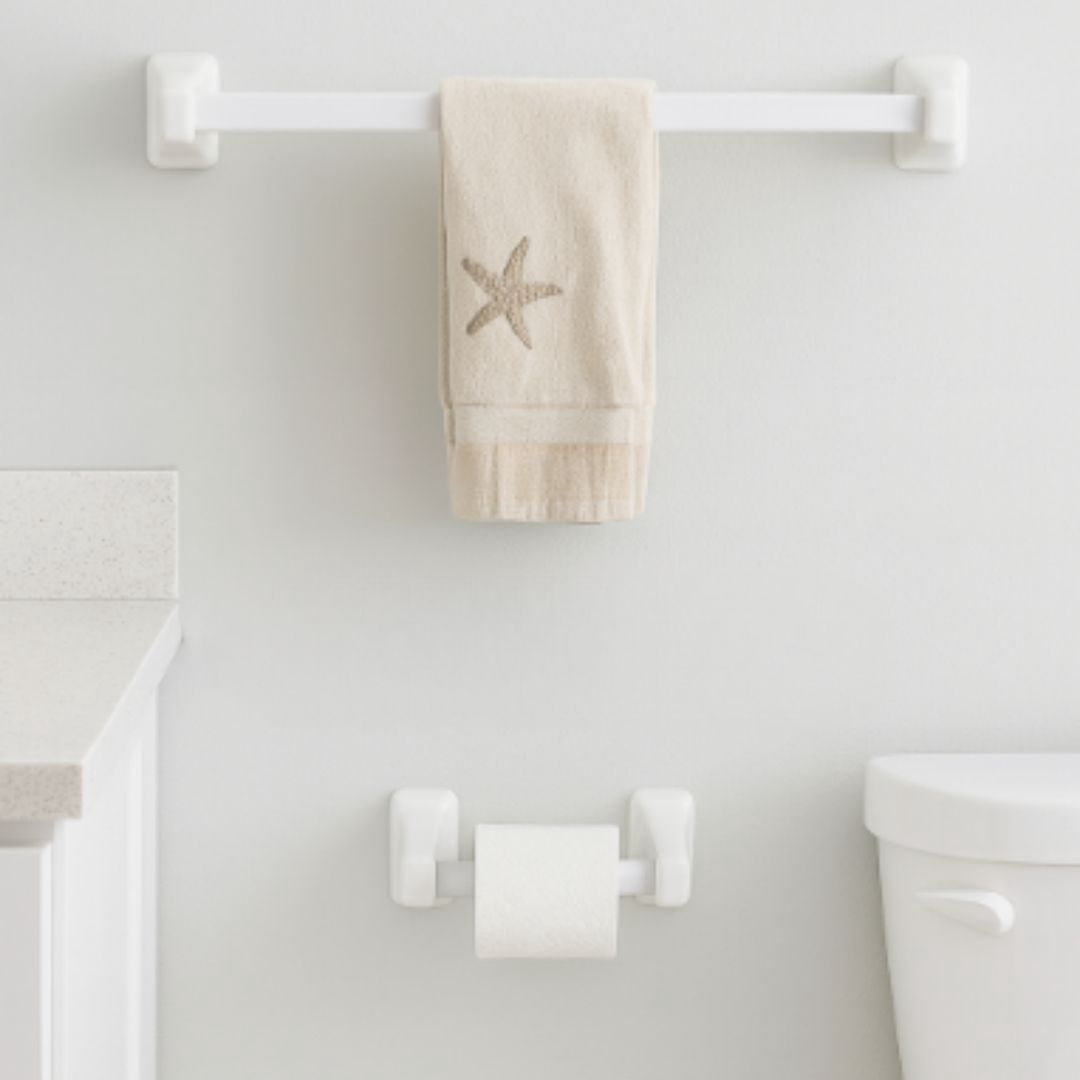 White Porcelain Toilet Paper and Towel Holder - Concealed Mount Spring ...