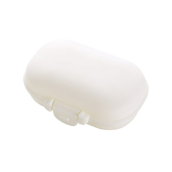 White Portable 4-Compartment Travel Medicine Organizer, Moisture Proof Small Pill Box for Pocket and Purse