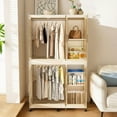 thumbnail image 1 of White Portable Clothes Storage Rack (Wardrobe Style) - 6 Magnetic-Closure Doors, 6 Compartment Drawers, 2 Hanging Rods & 6 Hangers, 1 of 11