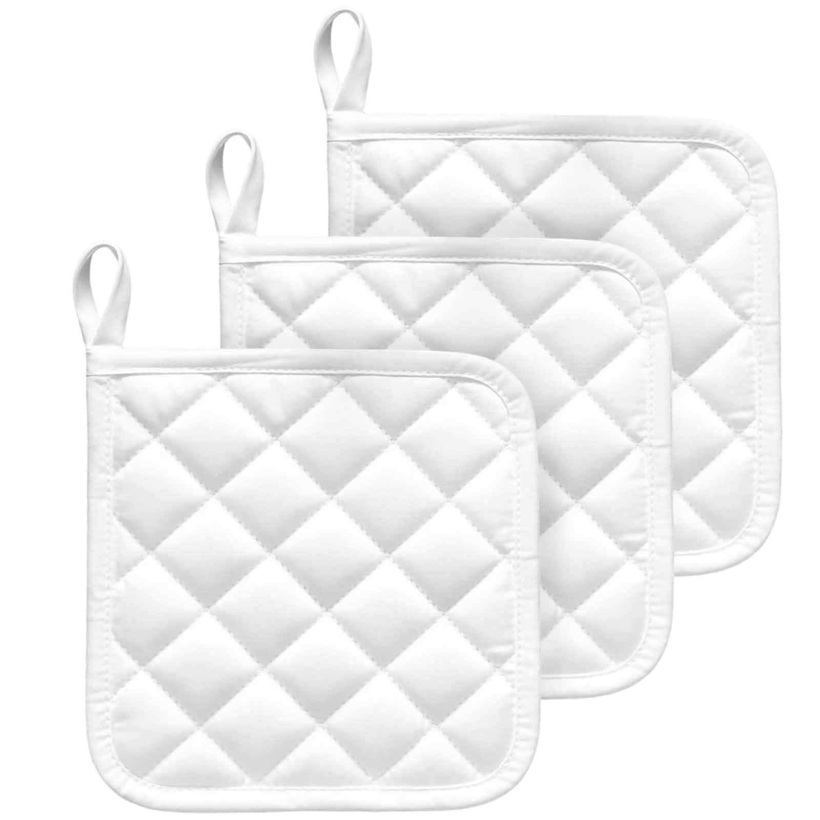White Pot Holders for Kitchen Heatproof Potholder, 3 Pack Modern Simple White Backdrop Hot Pads Multipurpose Oven Pads Cloth Potholders Trivet for Cooking Baking
