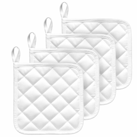 White Pot Holders for Kitchen Heatproof Potholder, 4 Pack Modern Minimalist Pure Soild Color Hot Pads Multipurpose Oven Pads Cloth Potholders Trivet for Cooking and Baking
