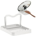 thumbnail image 1 of White Pot Lid Holder for Kitchen Countertop, Freestanding Lid Organizer Rack with Dividers for Pan Lids, Cutting Boards & Cookware, Compact Space Saving Storage Stand 18×14cm, 1 of 7
